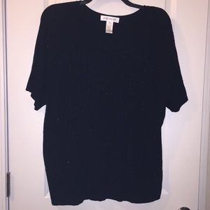 Beaded Black Short Sleeve Sweater